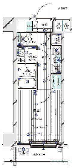 メインステージTOKYO・ノースHYS(1K/2階)の間取り写真