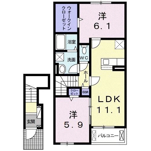 グロリアフェリチータII(2LDK/2階)の間取り写真