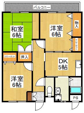 グリーンハイツA(3DK/2階)の間取り写真