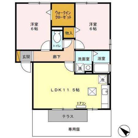 ROYALGARDEN400&16A(2LDK/1階)の間取り写真