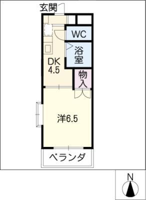アビタシオン山手(1DK/6階)の間取り写真