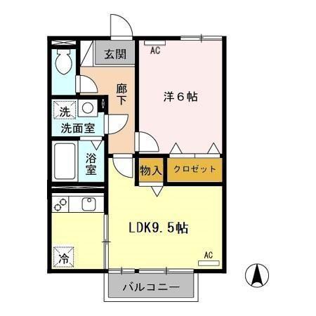 モナリエ那加A(1LDK/2階)の間取り写真