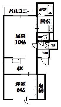JUVENIA(1LDK/1階)の間取り写真