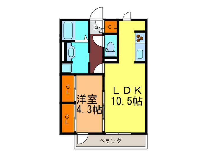 ラコルト(1LDK/3階)の間取り写真