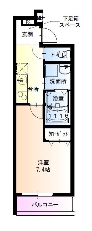 フジパレス西住之江イースト(1K/3階)の間取り写真