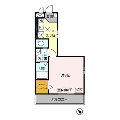 エリタージュII 101(1K/1階)の間取り写真
