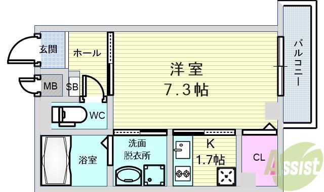 L&CスターハイツNO10(1K/3階)の間取り写真