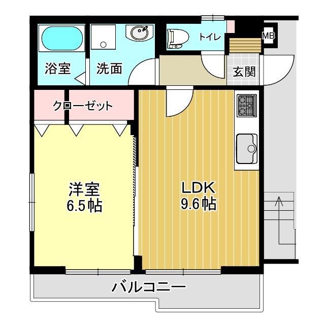 フィールドコート アリア(1LDK/2階)の間取り写真