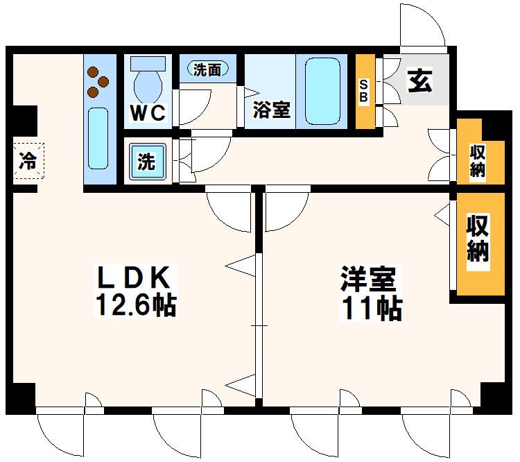 フェニックスコート砧(1LDK/1階)の間取り写真