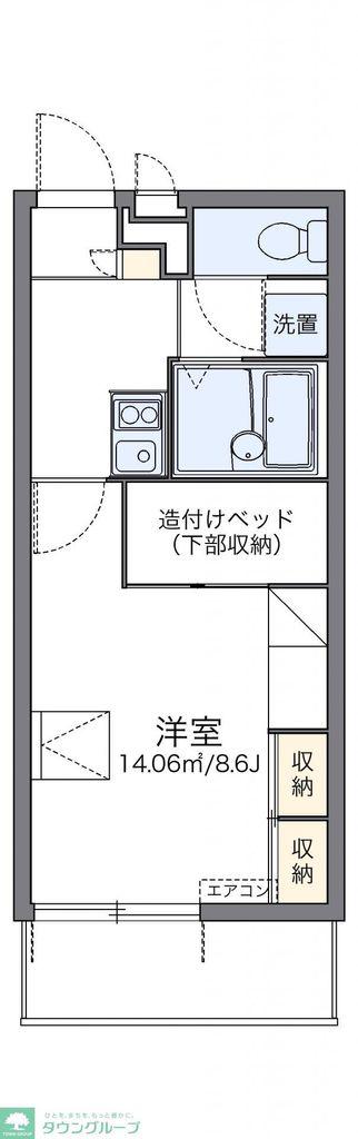 レオパレスライフワン(1K/1階)の間取り写真