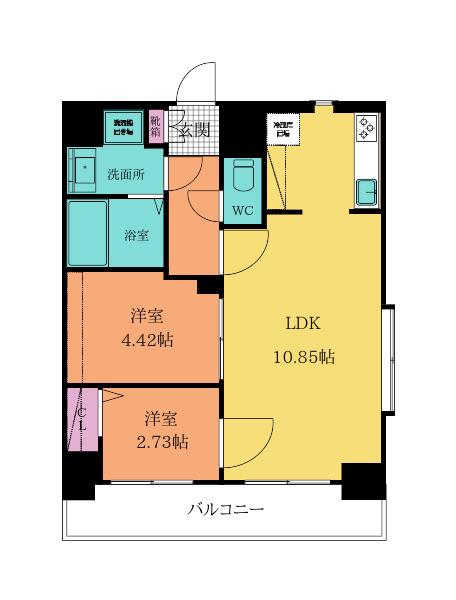 ALISS歯科大前アリス歯科大前(2LDK/9階)の間取り写真