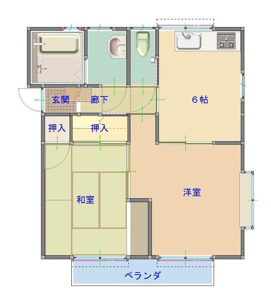 ガーデンハウスワン(2DK/2階)の間取り写真