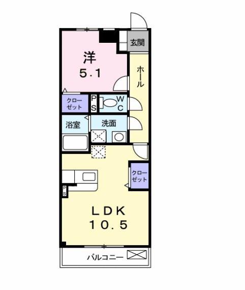 ベルフルールN・K(1LDK/2階)の間取り写真
