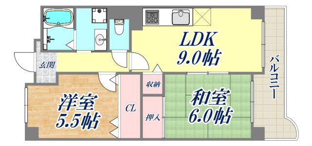 エスポワールダイエイ(2LDK/6階)の間取り写真