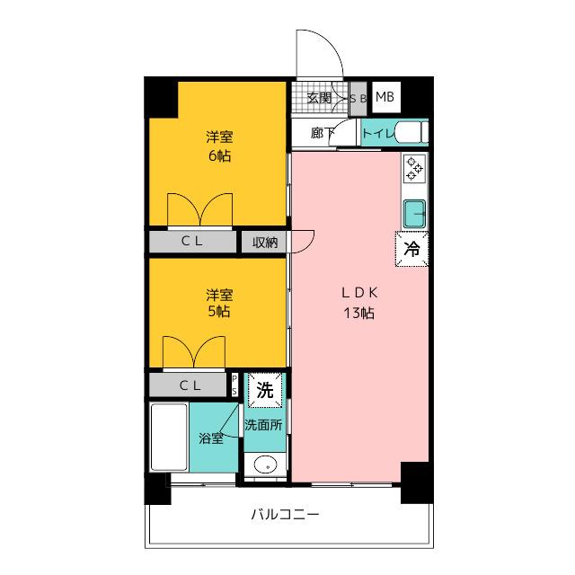 CLUB ORIENT BLD NO.88 MARINAGATE SU(2LDK/4階)の間取り写真