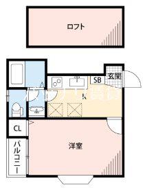 ロザリオカーサ4(1K/2階)の間取り写真