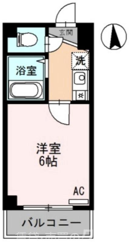 ユーサンハイライズマンション(1K/4階)の間取り写真