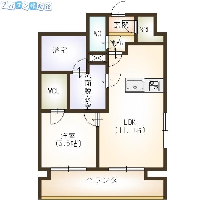 オクト川端町(1LDK/8階)の間取り写真