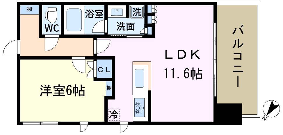 びゅうリエット新小岩(1LDK/4階)の間取り写真