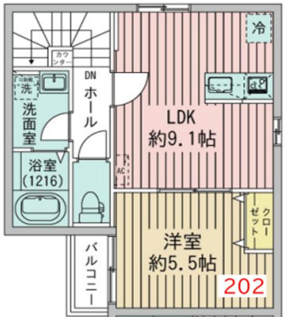 CREA COURT OGIKUBO MOMOI(1LDK/2階)の間取り写真