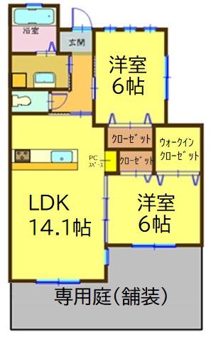 Kハイム湘南10番館(2LDK/1階)の間取り写真