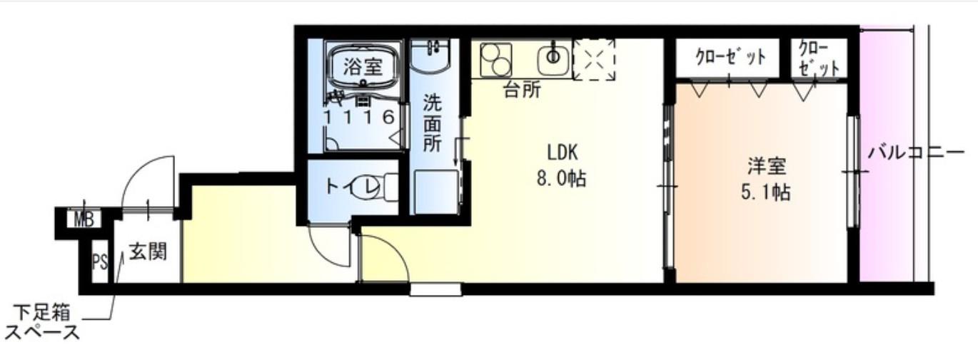 フジパレス春木駅北II(1LDK/2階)の間取り写真