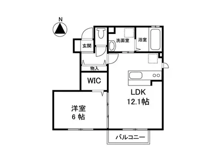 カーサアルプス(1LDK/1階)の間取り写真