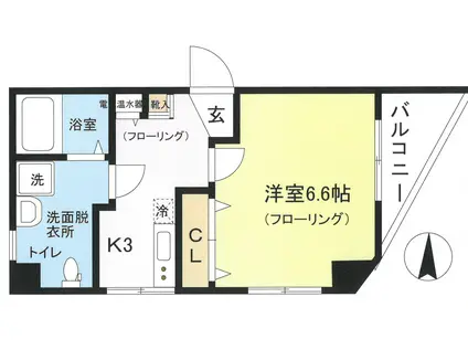 ドミール江古田(1K/1階)の間取り写真