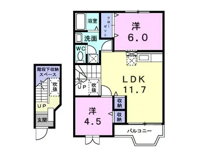 パティオ・リッチ(2LDK/2階)の間取り写真