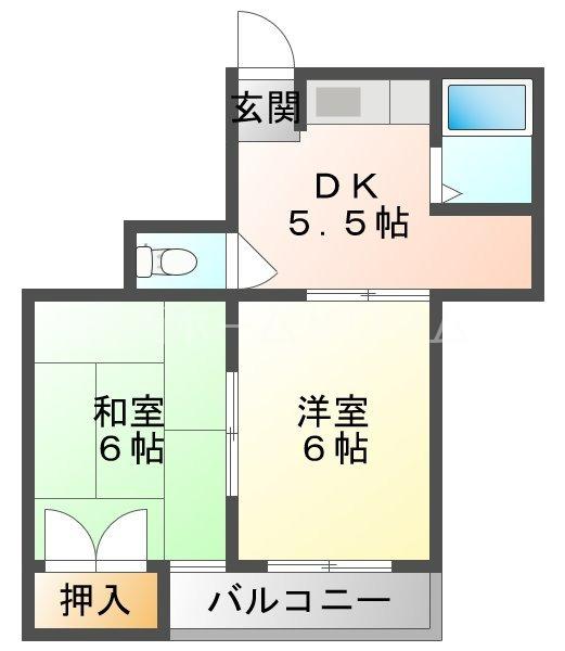 秀和第2ハイツ(2DK/2階)の間取り写真