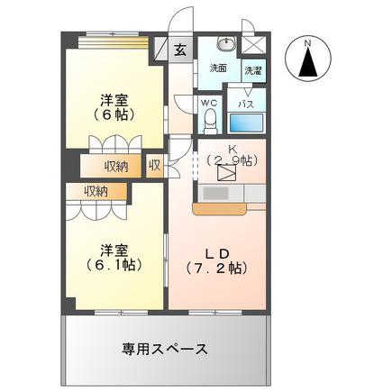 クレストヒルズ(2LDK/2階)の間取り写真