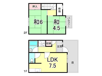 モンテメールI(2LDK/1階)の間取り写真