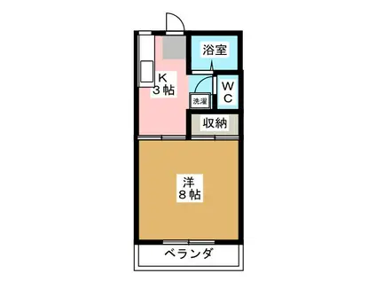 フラワーハイツ松岡(1K/2階)の間取り写真