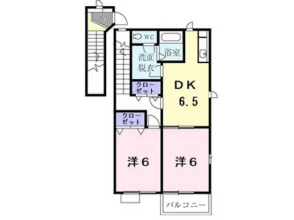 ソレイユ・TUKASAII(2DK/2階)の間取り写真