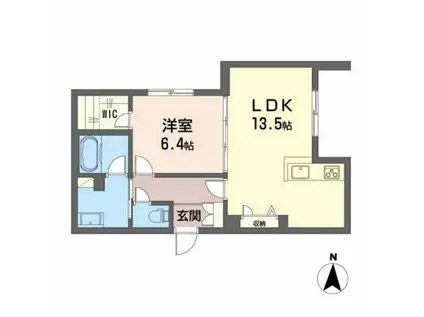 クールマノワール朝生田BELS認証(1LDK/1階)の間取り写真