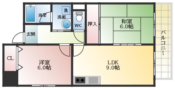 シャルマンエイト(2LDK/2階)の間取り写真