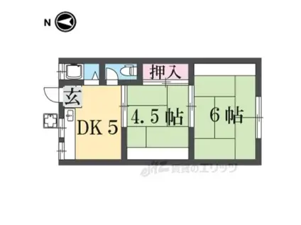若草荘A(2DK/2階)の間取り写真