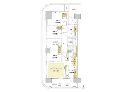 晴海フラッグ サンヴィレッジ E棟(4LDK/18階)の間取り写真