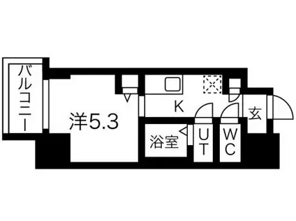 フォーリアライズ昭和南通1(1K/8階)の間取り写真
