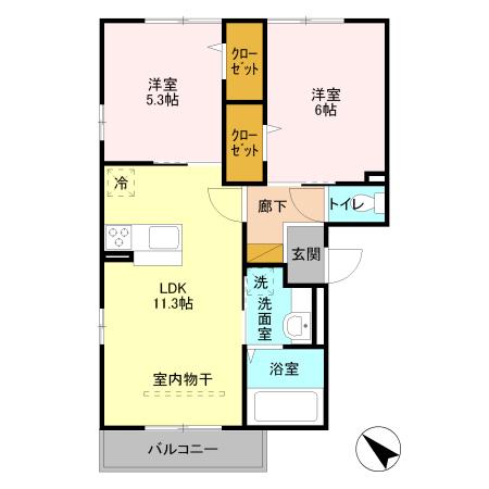ロイヤルパレス II番館(2LDK/2階)の間取り写真