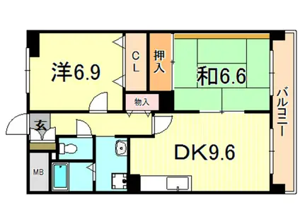 MAIN STAGE芦屋南宮(2DK/3階)の間取り写真
