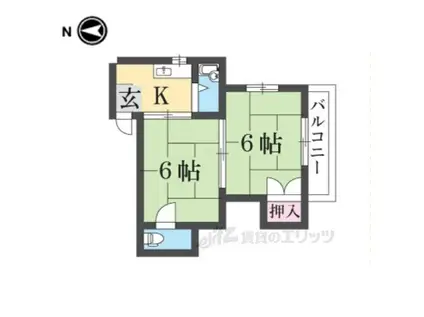 シャルマン三栗(2K/2階)の間取り写真