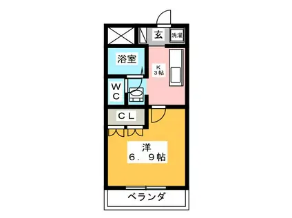 ララ・ポートII(1K/1階)の間取り写真