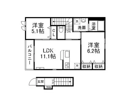 嵯峨野ライフII(2LDK/2階)の間取り写真
