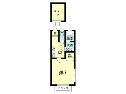 サイプレスオオツB(1K/2階)の間取り写真