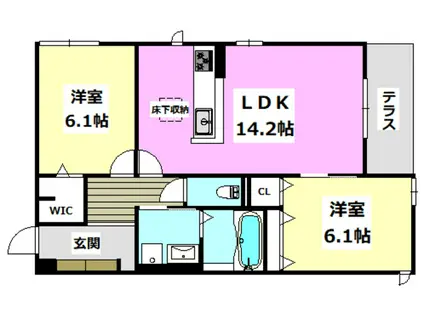D-RESIDENCE茨木水尾(2LDK/1階)の間取り写真