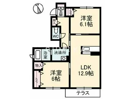 メゾン北方(2LDK/1階)の間取り写真