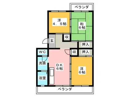 クリエートハイム笹原(3DK/2階)の間取り写真