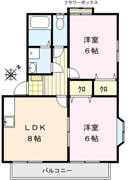 アネックス安武(2LDK/1階)の間取り写真