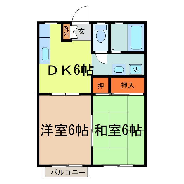 ウィングコーポラスI(2DK/2階)の間取り写真